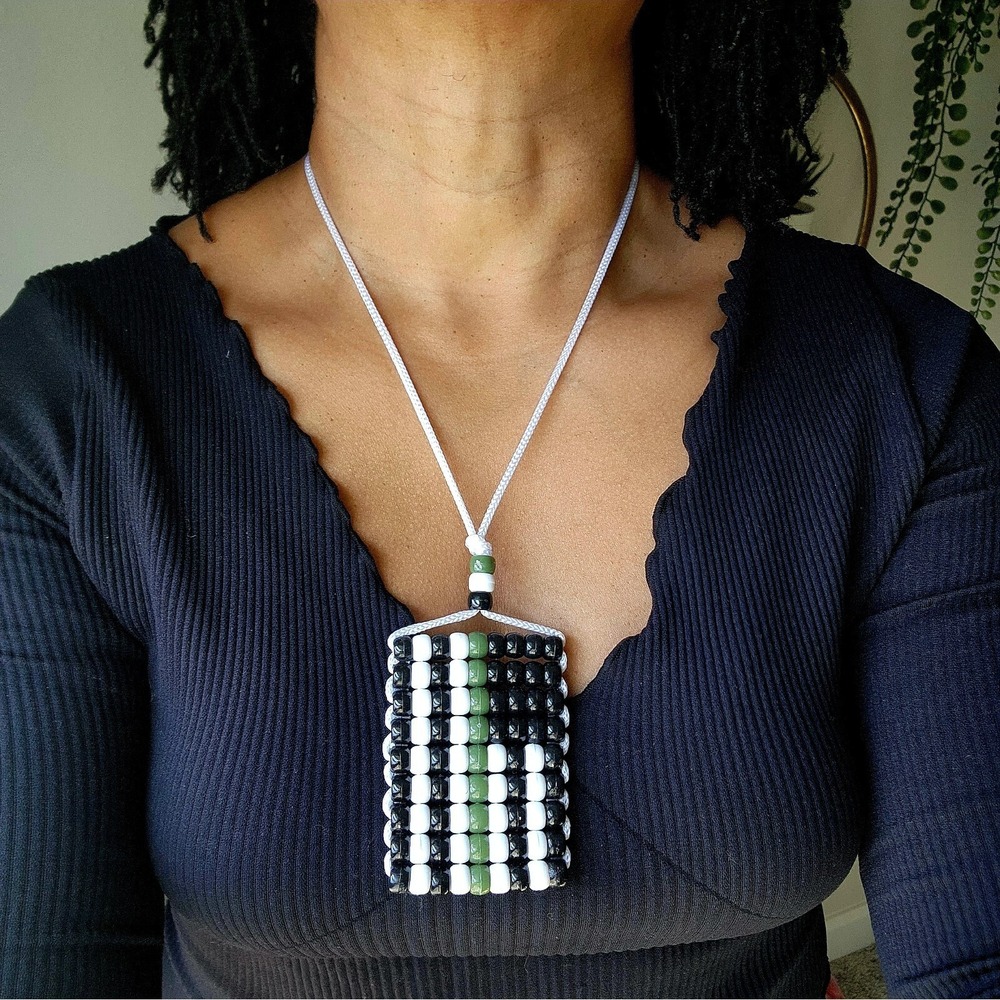 Thin Green Line Flag Car Mirror Danglers . Mini‎ Beaded US Military Flag